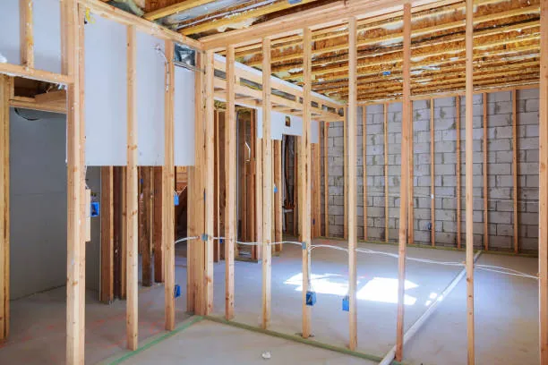 Basement framing and rough-in for new residential build