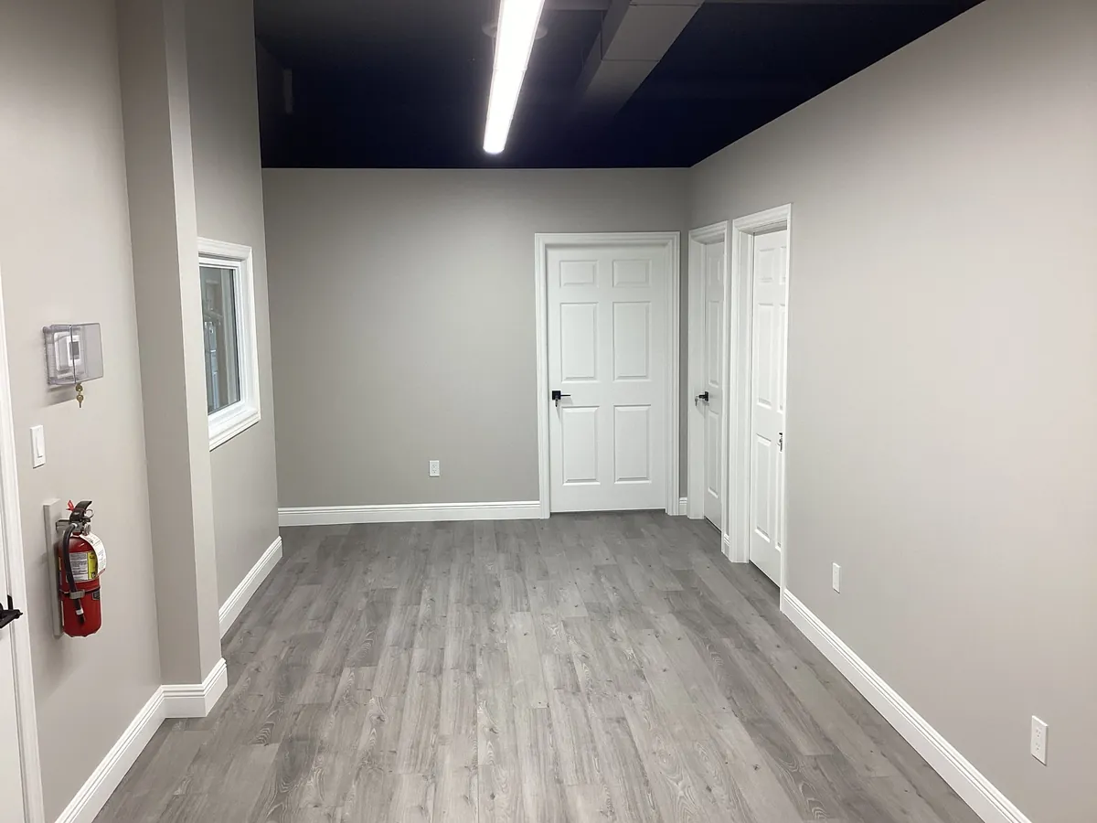 Commercial interior renovation with vinyl plank flooring