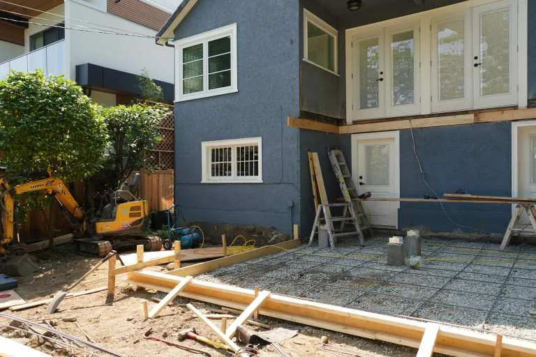 Foundation rebar grid and formwork for home addition